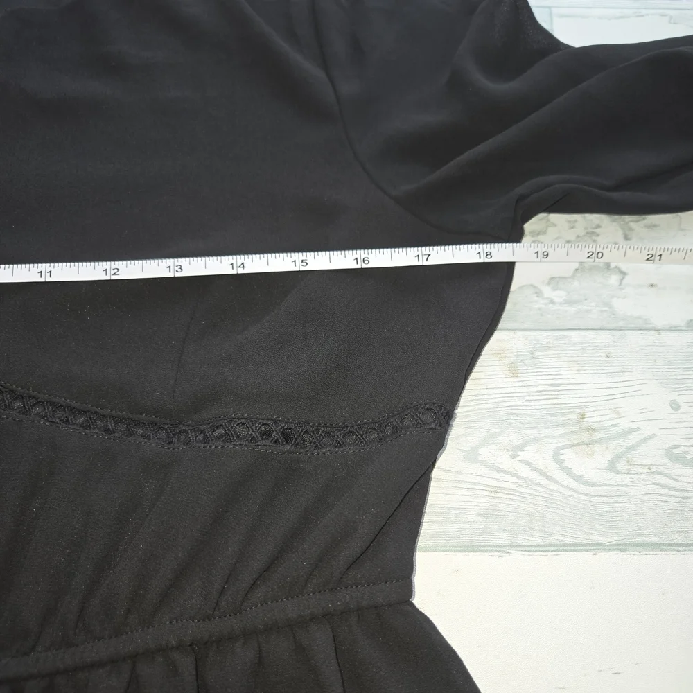 Xtraordinary Black Mini Dress with Flared Cuffs Juniors Large